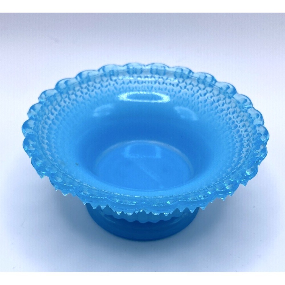 Vintage Degenhart Blue Opal Star Dewdrop Open Salt Cellar 3"